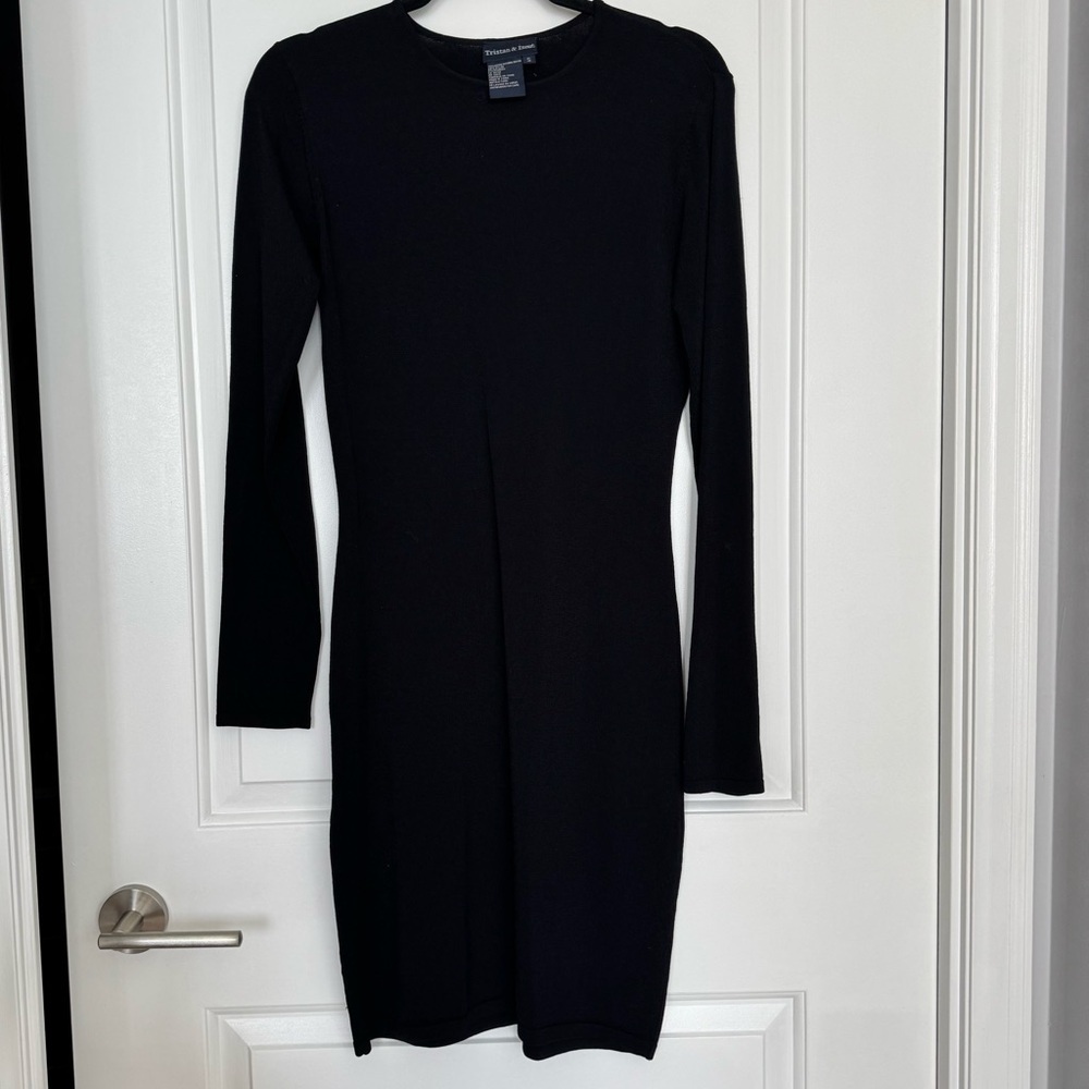 Tristan & Iseut Little Black Dress LBD Longsleeve Knit Women’s Size Small